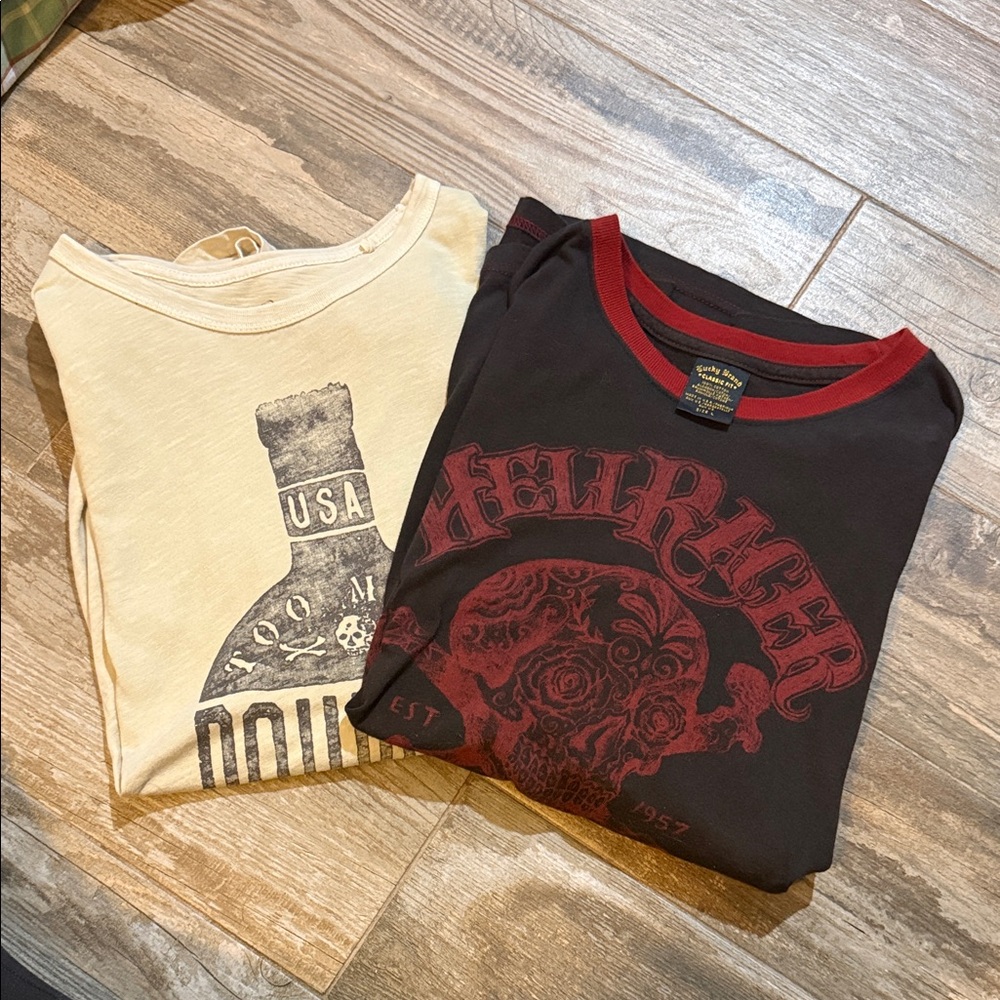Lucky Brand Short Sleeve Tees - Cream and Black